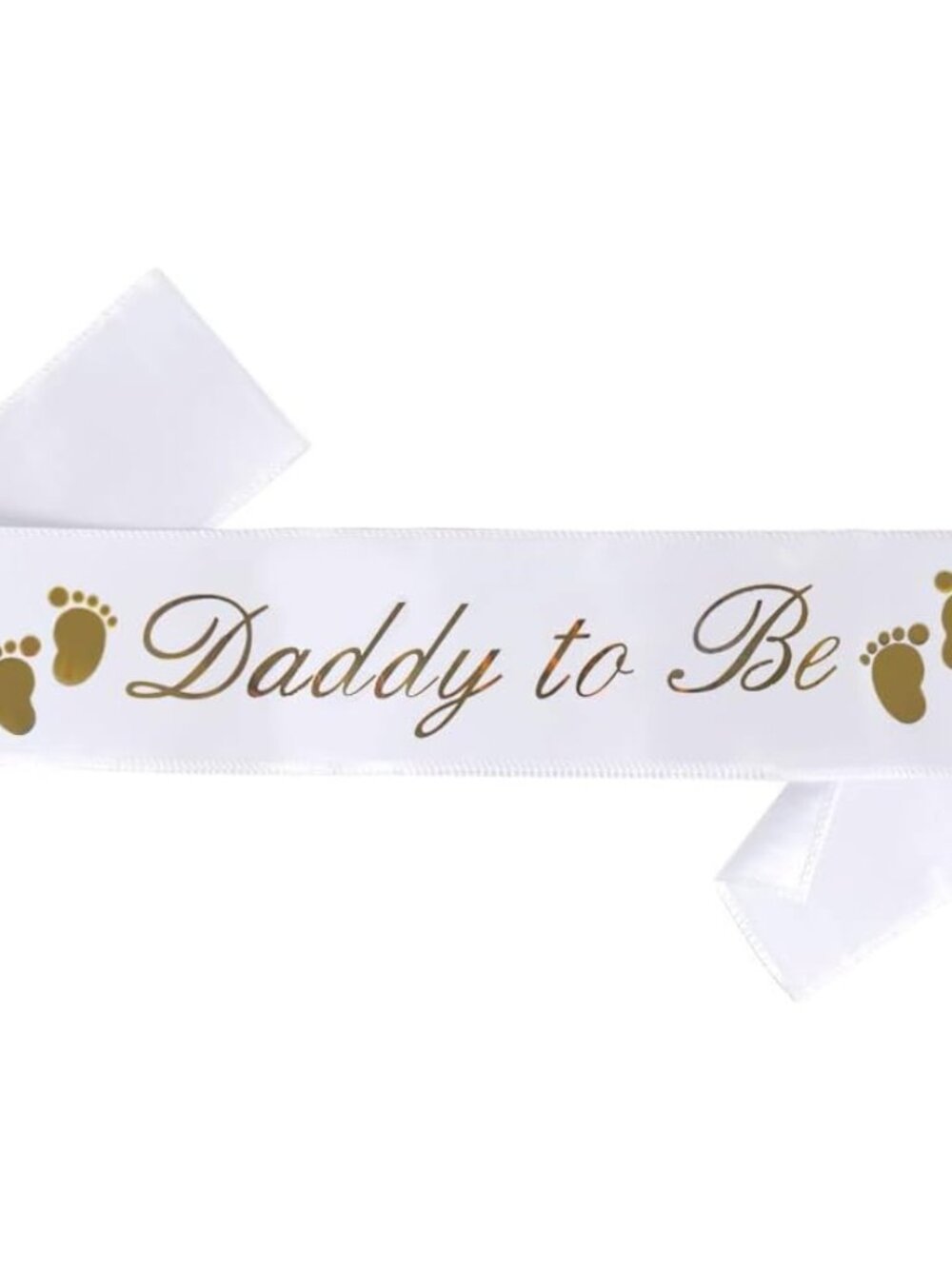 Daddy to Be Sash - Classy Baby Shower Sash for Dad to Be, White w/Gold Lettering